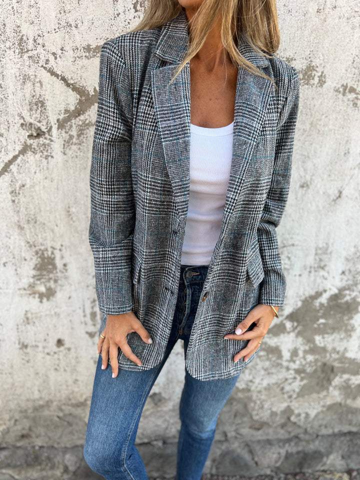 🔥65% Off Hot Sale🔥 Women's Fall Slim Plaid Suit – Lapel Collar + Unique Plaid, Stand Out in Street & Dates ✨