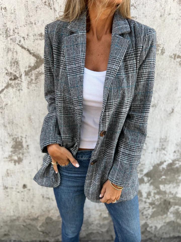 🔥65% Off Hot Sale🔥 Women's Fall Slim Plaid Suit – Lapel Collar + Unique Plaid, Stand Out in Street & Dates ✨