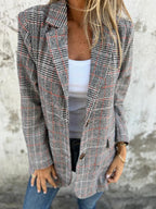 🔥65% Off Hot Sale🔥 Women's Fall Slim Plaid Suit – Lapel Collar + Unique Plaid, Stand Out in Street & Dates ✨