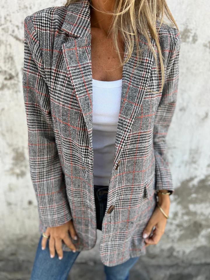🔥65% Off Hot Sale🔥 Women's Fall Slim Plaid Suit – Lapel Collar + Unique Plaid, Stand Out in Street & Dates ✨