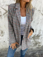 🔥65% Off Hot Sale🔥 Women's Fall Slim Plaid Suit – Lapel Collar + Unique Plaid, Stand Out in Street & Dates ✨