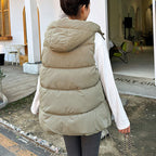 Women's Thickened Medium-Length Hooded Vest