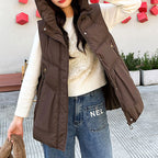 Women's Thickened Medium-Length Hooded Vest