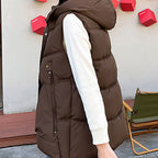 Women's Thickened Medium-Length Hooded Vest
