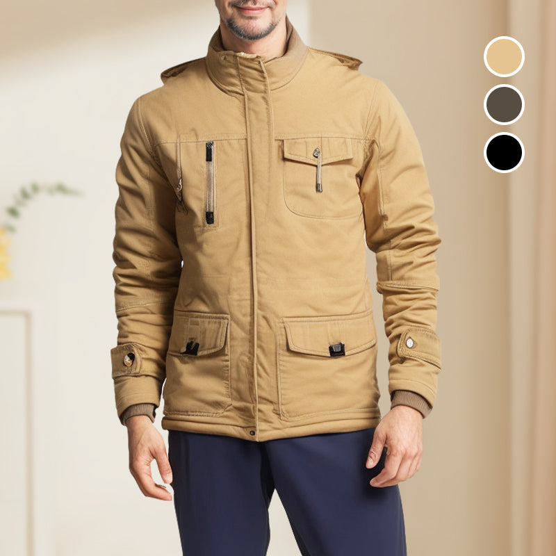 winter hooded cargo jacket