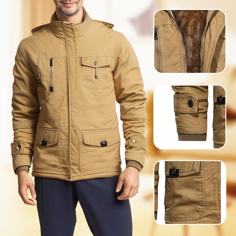winter hooded cargo jacket