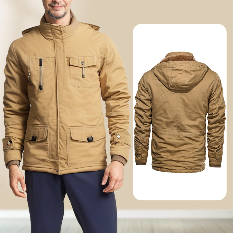 winter hooded cargo jacket
