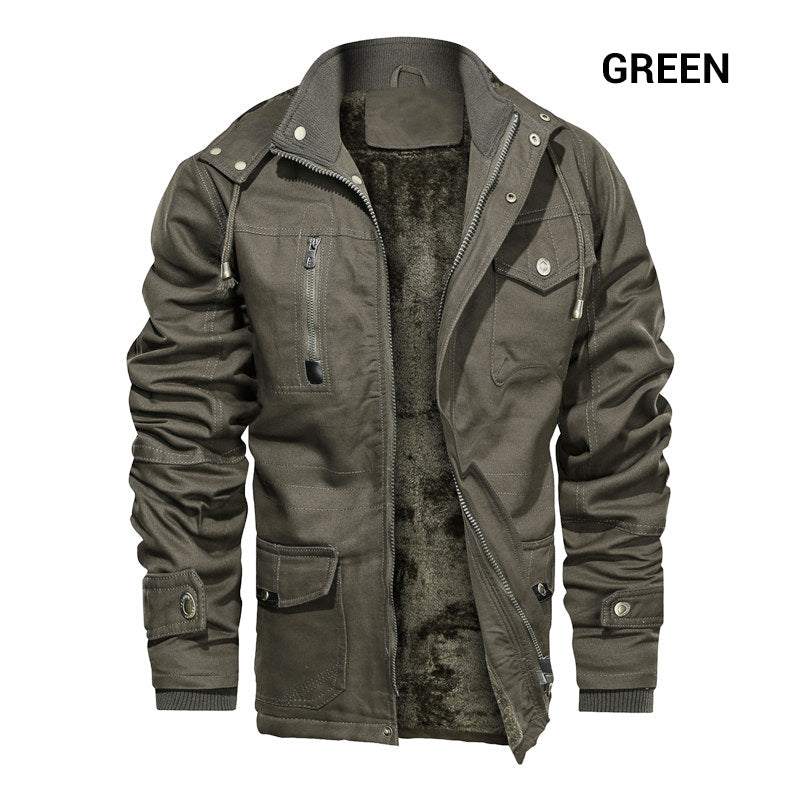 winter hooded cargo jacket