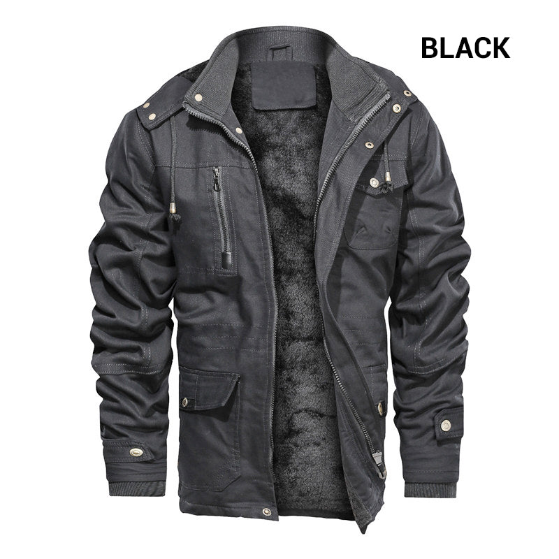 winter hooded cargo jacket