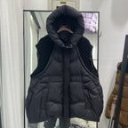 Women's Sleeveless Knitted Patchwork Down Vest Coat