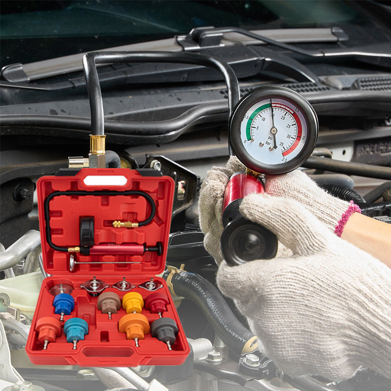 🚗 15 Pcs Radiator Leak Tester Kit｜Pro Pressure Test, No Missed Leaks 💧