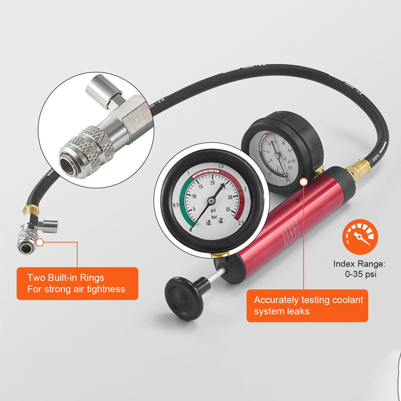 🚗 15 Pcs Radiator Leak Tester Kit｜Pro Pressure Test, No Missed Leaks 💧