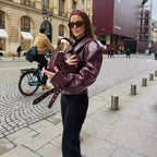 💕Retro Lapel Short PU Leather Jacket