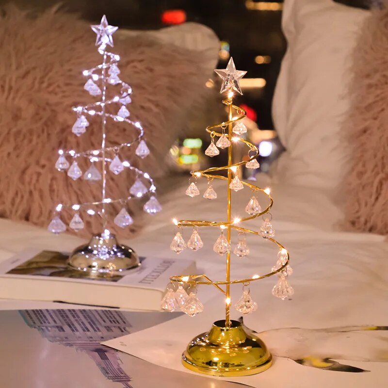 LED String Crystal Christmas Tree Table Lamp