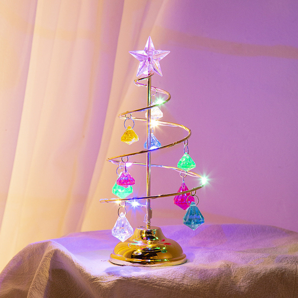 LED String Crystal Christmas Tree Table Lamp