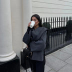 🔥🖤Early Black Friday Sale:50% OFF🔥Asymmetrical Short Women's Jacket with Scarf