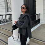 🔥🖤Early Black Friday Sale:50% OFF🔥Asymmetrical Short Women's Jacket with Scarf