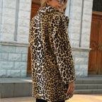 ❄️Winter Specials❄️Women's Fashion Leopard Print Warm Faux Fur Mid-Length Coat