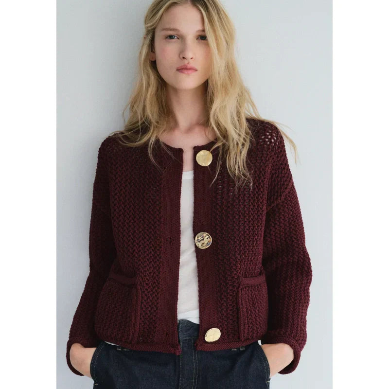 🎅Xmas Sales - 50% OFF🎄Women's Fashion Cut-Out Knitted Cardigan