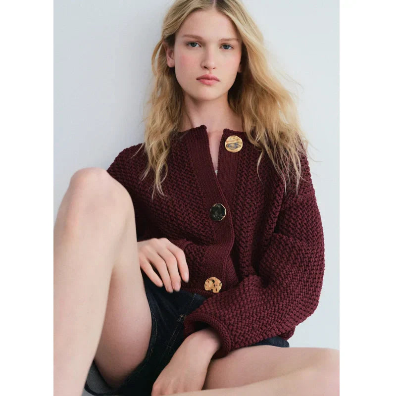 🎅Xmas Sales - 50% OFF🎄Women's Fashion Cut-Out Knitted Cardigan