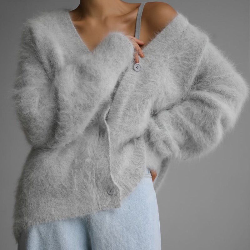 Women's Cozy Fuzzy Knit Cardigan