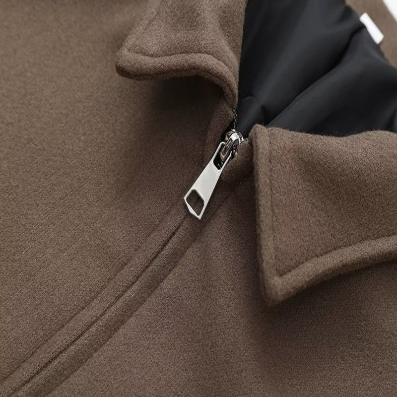 🔥🖤Early Black Friday Sale:48% OFF🖤Women's Solid Color Zippered Lapel Short Jacket