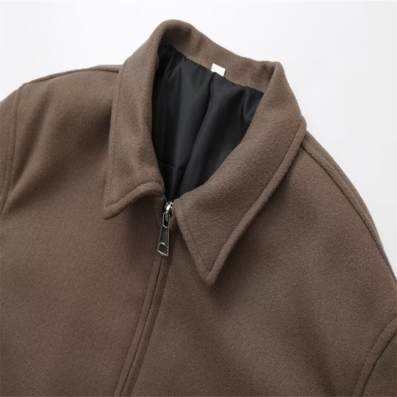 🔥🖤Early Black Friday Sale:48% OFF🖤Women's Solid Color Zippered Lapel Short Jacket