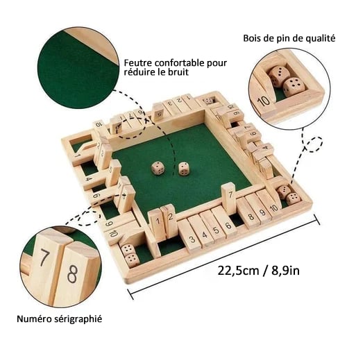 FUN FAMILY GAMES - Shut The Box Board Game