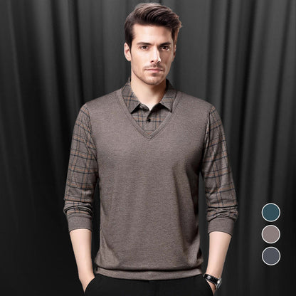 💖50% OFF Limited Sale💖 Men's Faux Two-Piece Long Sleeve Top 👕 – Layered Look, Perfect for Daily/Commute