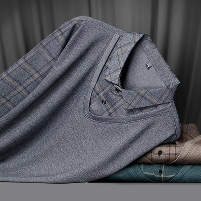 💖50% OFF Limited Sale💖 Men's Faux Two-Piece Long Sleeve Top 👕 – Layered Look, Perfect for Daily/Commute