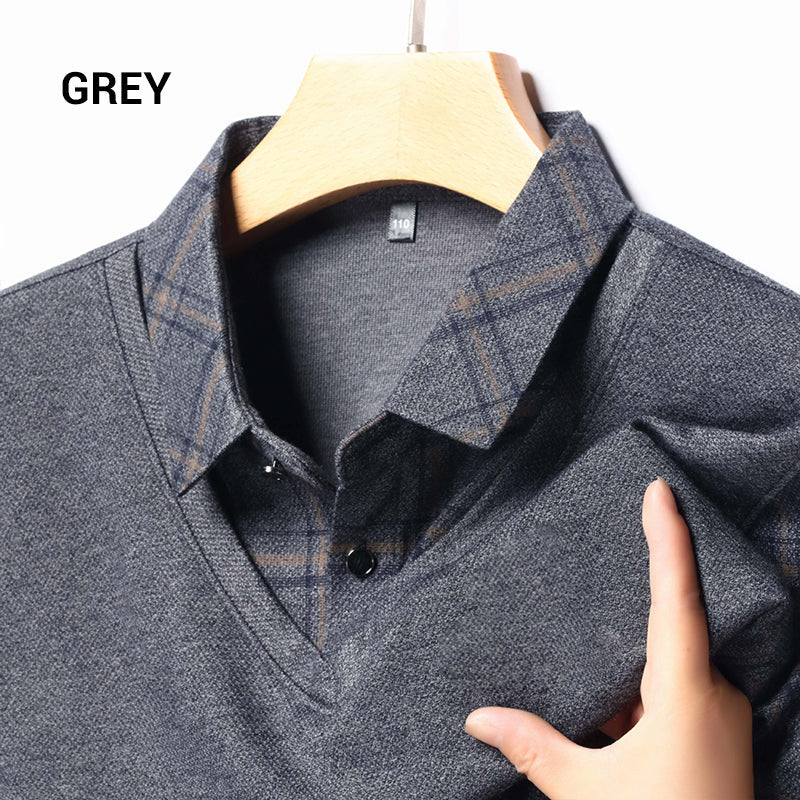 💖50% OFF Limited Sale💖 Men's Faux Two-Piece Long Sleeve Top 👕 – Layered Look, Perfect for Daily/Commute