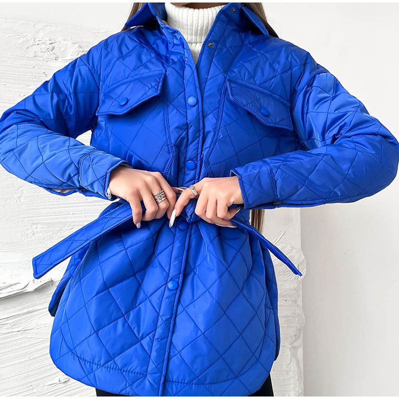 Women's Quilted Lightweight Insulation Jacket with Belt