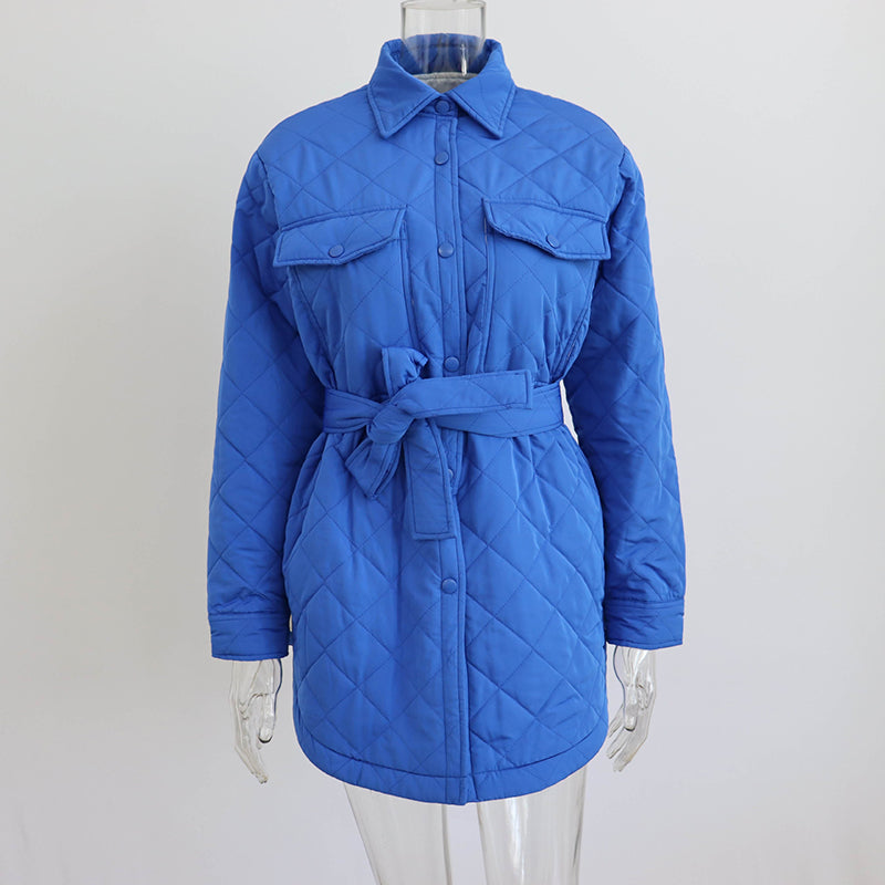 Women's Quilted Lightweight Insulation Jacket with Belt