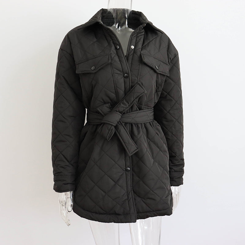 Women's Quilted Lightweight Insulation Jacket with Belt