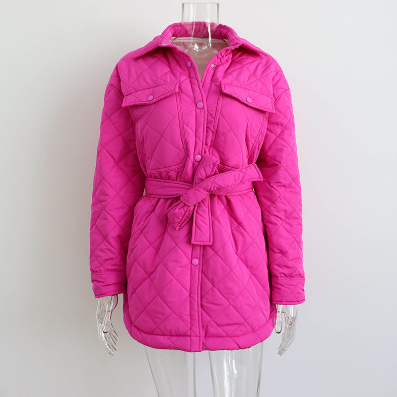 Women's Quilted Lightweight Insulation Jacket with Belt