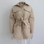 Women's Quilted Lightweight Insulation Jacket with Belt
