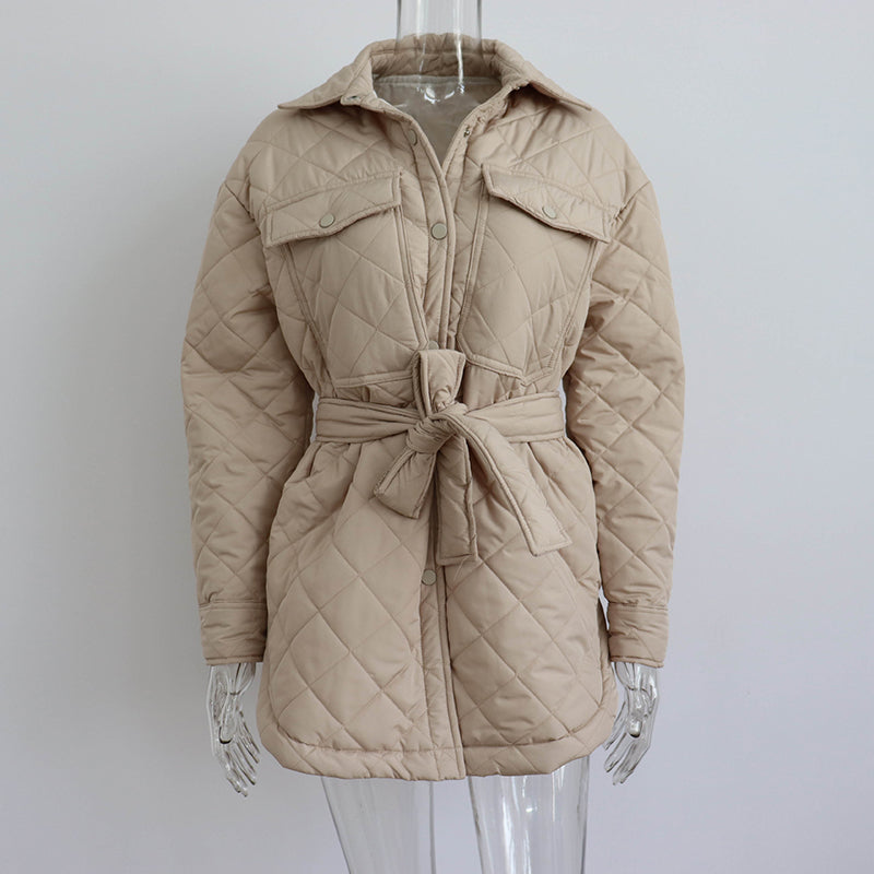 Women's Quilted Lightweight Insulation Jacket with Belt