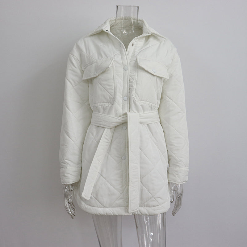 Women's Quilted Lightweight Insulation Jacket with Belt
