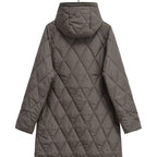 Women's Long Quilted Hooded Zip Up Coat