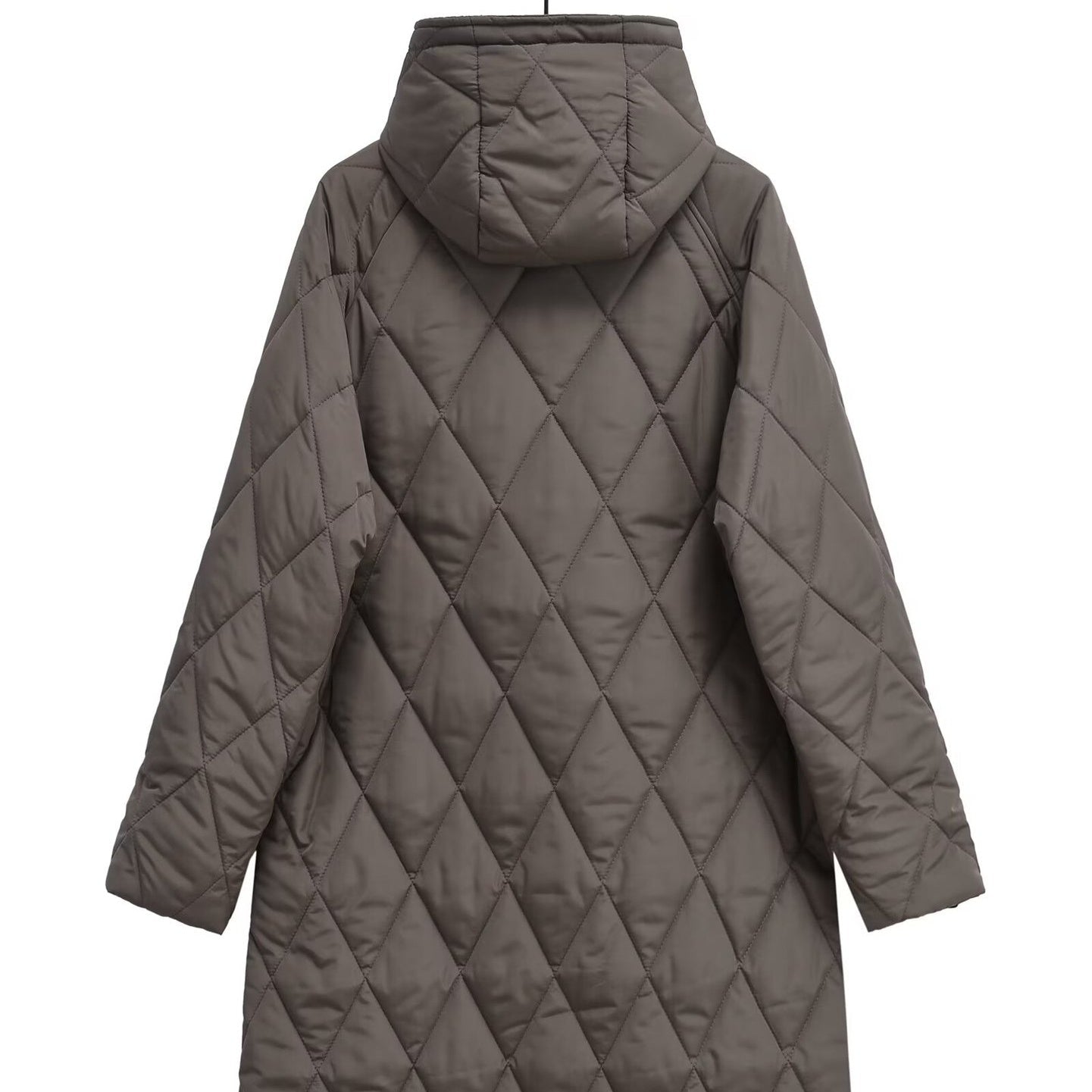 Women's Long Quilted Hooded Zip Up Coat