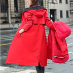 Women's Winter Hooded Furry Collar Casual Parka Coat