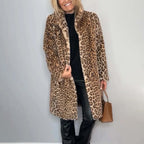 Women's Leopard Print Mid-Length Jacket ✨🐆 – Stylish Versatile Coat, Soft Fabric, Ideal for Autumn/Winter Outfits