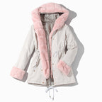 Women’s Parka Jacket with Removable Fluffy Trim