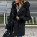 Women’s Parka Jacket with Removable Fluffy Trim