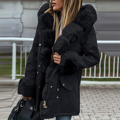 Women’s Parka Jacket with Removable Fluffy Trim