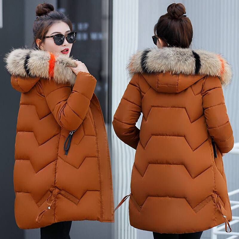 Women's Winter Puffer Coat with Faux Fur Hood