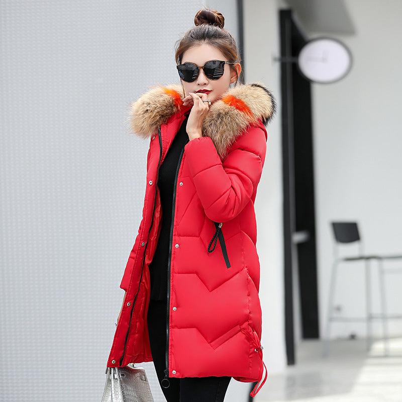 Women's Winter Puffer Coat with Faux Fur Hood