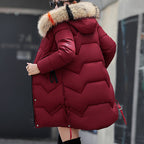 Women's Winter Puffer Coat with Faux Fur Hood
