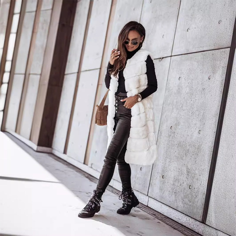 Women's Winter Warm Faux Fur Long Vest