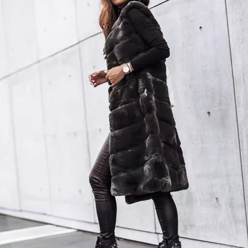 Women's Winter Warm Faux Fur Long Vest